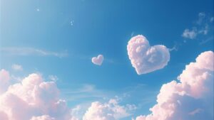 Wolken met wolken in de vorm van een hart